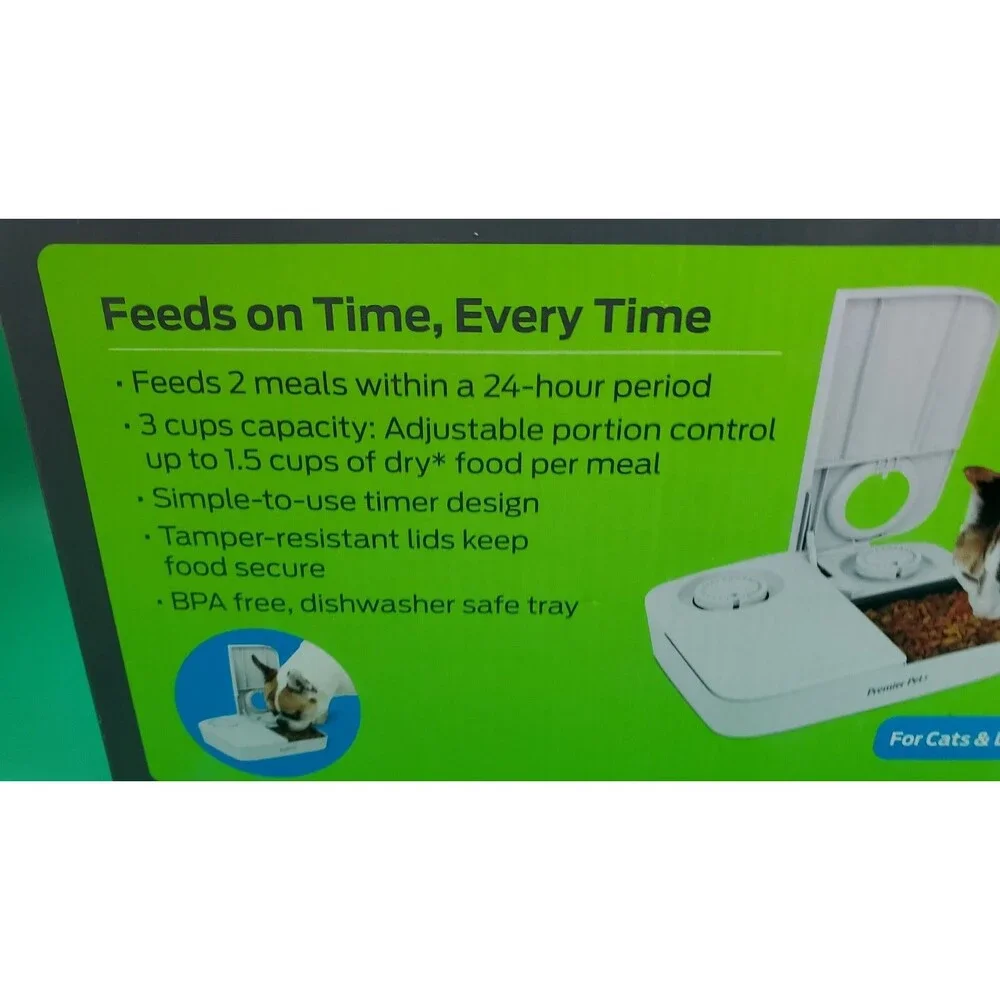 Premier Pet Automatic Timer Pet Feeder, 2 X 1.5 Cup Meals